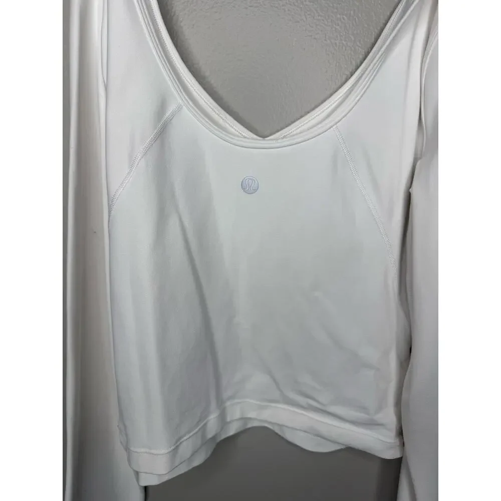 Lululemon White Long Sleeve Open Back Yoga Top | Women’s Athletic Shirt Size 8